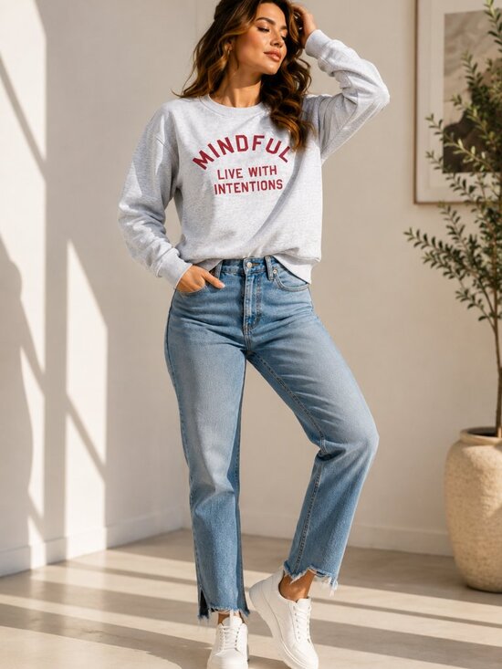 Buffalo David Bitton Tops - NWT Buffalo David Bitton Mindful Live With Intentions Fleece Sweatshirt Gray Sma
